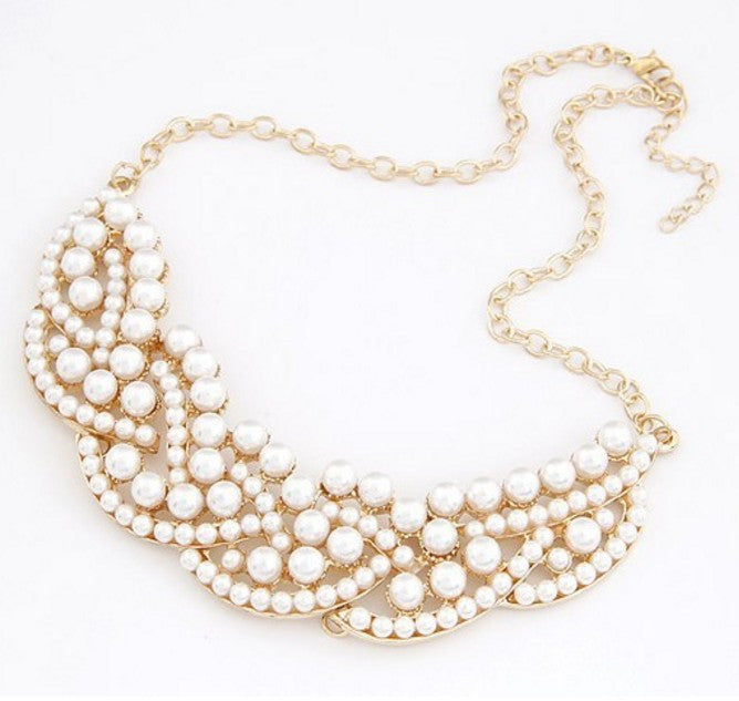 Simulated-pearl Collar Necklace