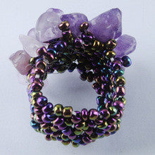 Amethyst Chip Beads Stretch Finger Ring