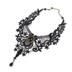 Black Lace Beads Choker Collar
