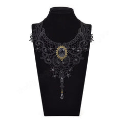 Black Lace Beads Choker Collar