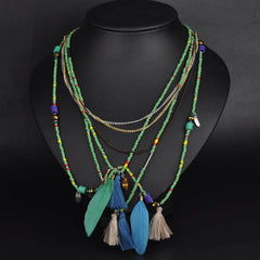 Multi-Color Feather Necklaces