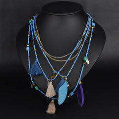 Multi-Color Feather Necklaces