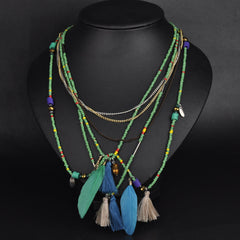 Multi-Color Feather Necklaces