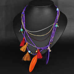 Multi-Color Feather Necklaces