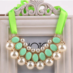 Ribbon Bead Chain Statement Necklaces