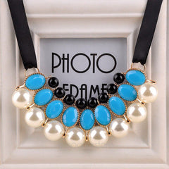 Ribbon Bead Chain Statement Necklaces