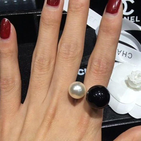 Asymmetry imitation Pearl Ring