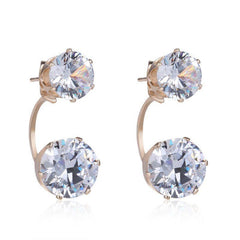 Double Beads Crystal Hook Stud Earrings