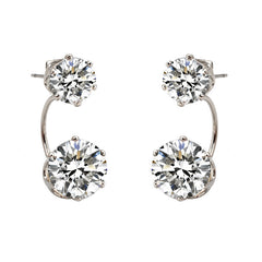 Double Beads Crystal Hook Stud Earrings