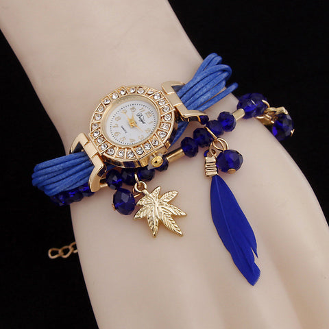 Luxury Dress Feather Bracelet Watch