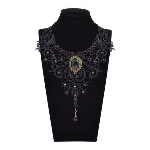 Black Lace Beads Choker Collar