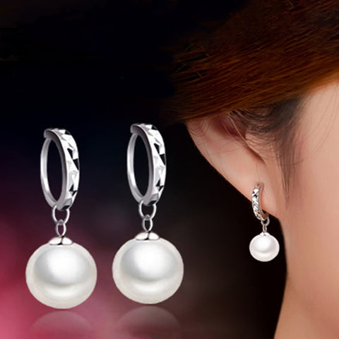Pearl Stud Earrings Mirror Design