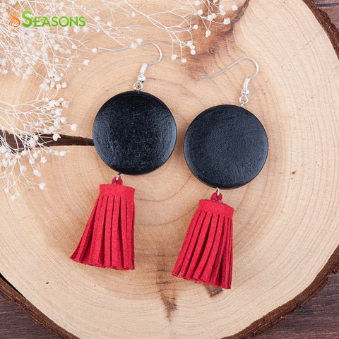 Red Tassel Pendant Earrings