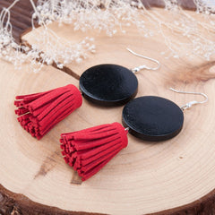 Red Tassel Pendant Earrings