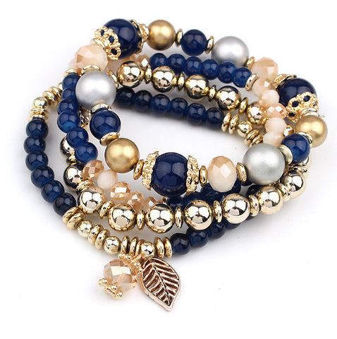 Crystal Beads Leaves Tassel Bracelets