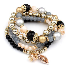 Crystal Beads Leaves Tassel Bracelets