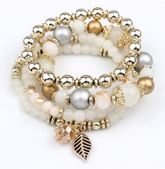 Crystal Beads Leaves Tassel Bracelets